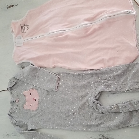 2 Carter’s Pink & White , Grey  One-Piece  Coverall 18M - Picture 1 of 7
